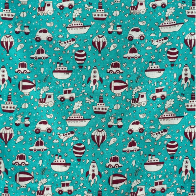 Huggingbug Little Explorer pure cotton fabric print swatch in mint green - thumbnail 5 of 5