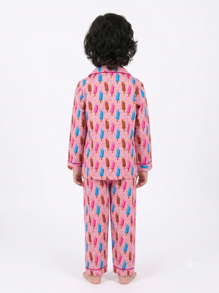 Huggingbug Ice-creamy Dreams kids pure cotton night suit with ice lollies & ice creams print - view 4 - thumbnail 4 of 4