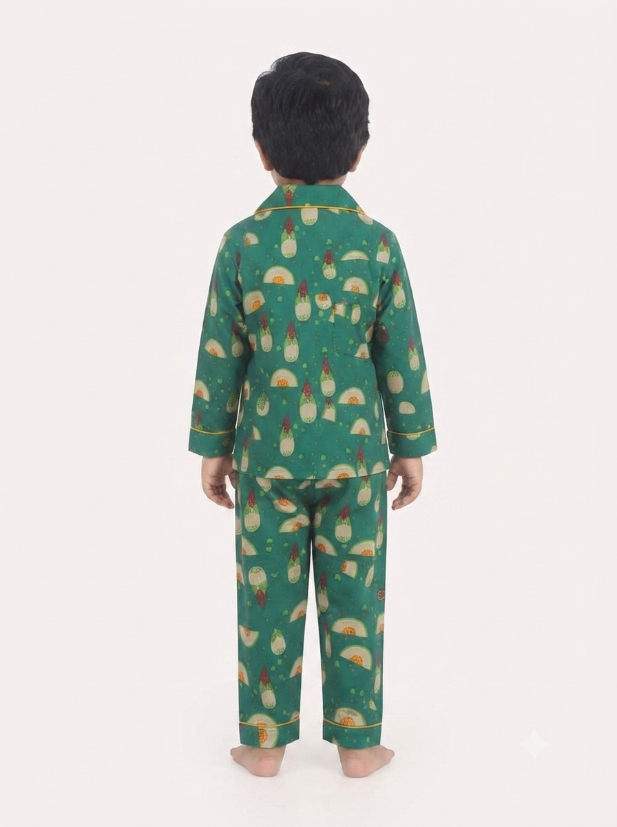 Huggingbug Scoop and Whoop kids pure cotton night suit with ice cream scoops & cones print - view 2 - thumbnail 2 of 4