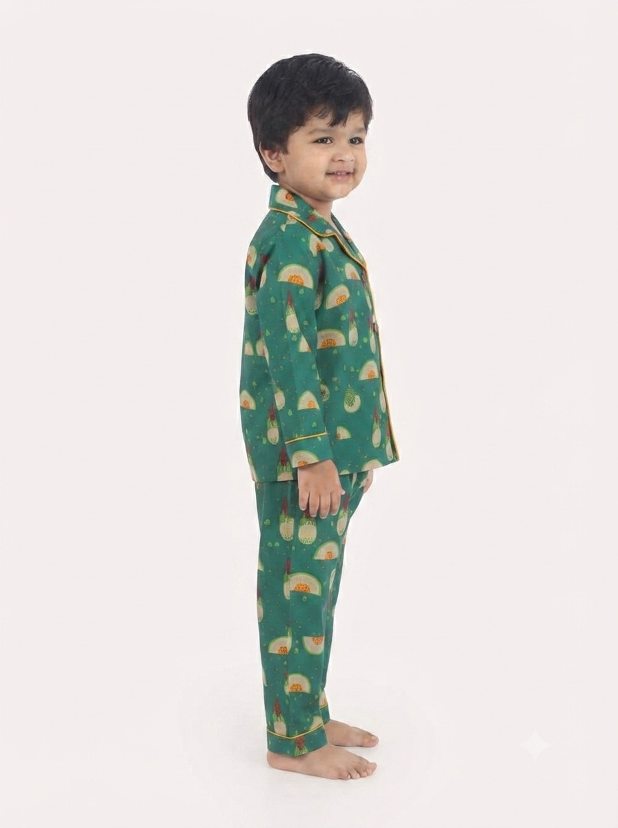 Huggingbug Scoop and Whoop kids pure cotton night suit with ice cream scoops & cones print - view 4 - thumbnail 4 of 4